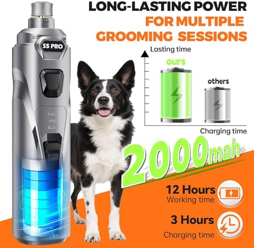 Whisper Quiet Dog Nail Grinder Safe & Stress (Grey)
