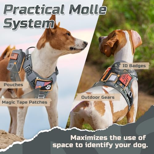 Tactical Dog Harness for Large (Grey Camo / Large)