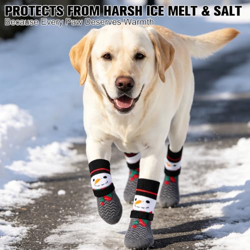 Anti Slip Dog Socks to Prevent Licking Paws for Hot Pavement (White & Grey / Large)
