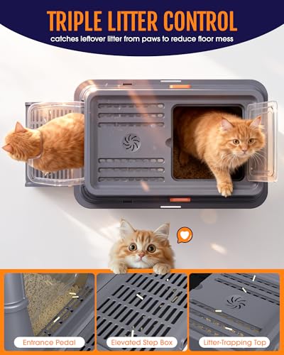 Stainless Steel Enclosed Cat Litter Box (23.6" × 15.7" x 15")