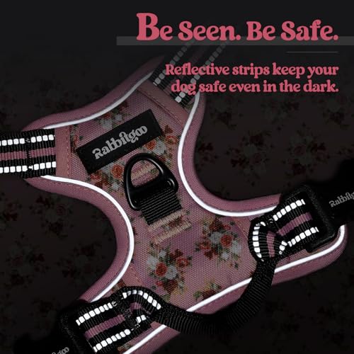 Dog Harness No Pull for Large Dogs with 2 Leash Clips (X-Large / Pink Rose)