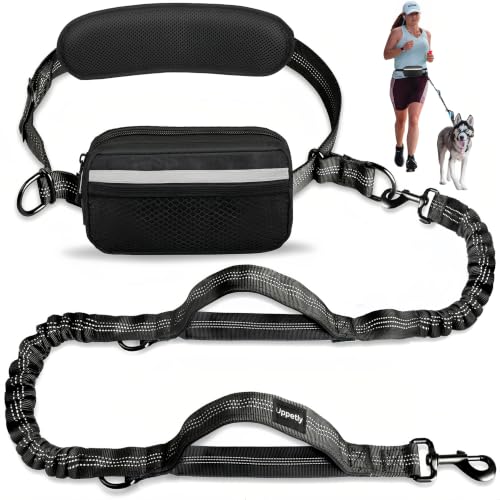 Hands Free Dog Running Leash with Zipper Pouch (Large)