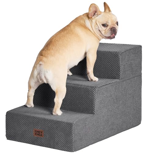 Dog Stairs for Small Dogs 16.5" H (Grey / Extra Wide 16.5" x 21" x 16.5")