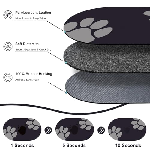 Dog Feeding Mat 24''x16'' (24''x16'' / Black Paw)