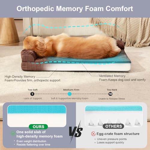 Waterproof Dog Bed for Small Dogs (Fluffy Style-Brown / XL(41"x27"x3"))