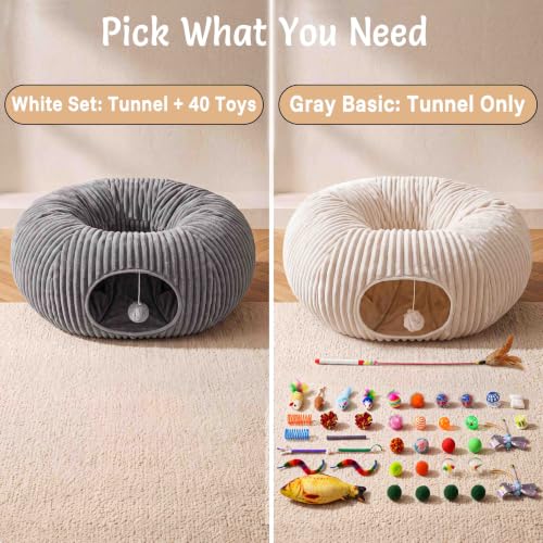 Cat Tunnel Bed for Indoor Cats (Grey / Medium)