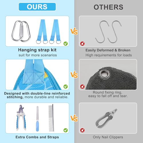 Dog Grooming Hammock for Small Dogs (S (Leg Spacing: 7-10.2" / Max W: 30lbs) / Blue Duck)