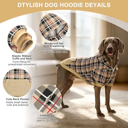Plaid Dog Hoodie (Large / Beige)