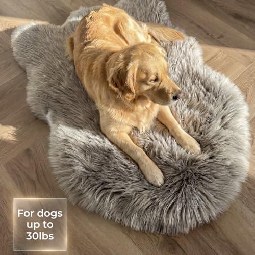 Faux Fur Orthopedic Dog Bed (Grey / Small)