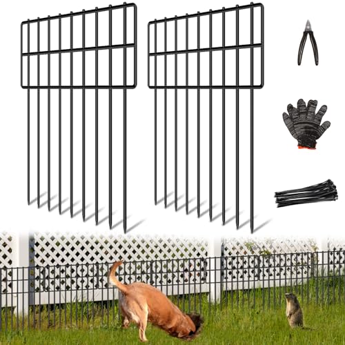 25 Panels Garden Fencing Animal Barrier (25 Panels, 17 in(H) X 27 ft(L), Black)