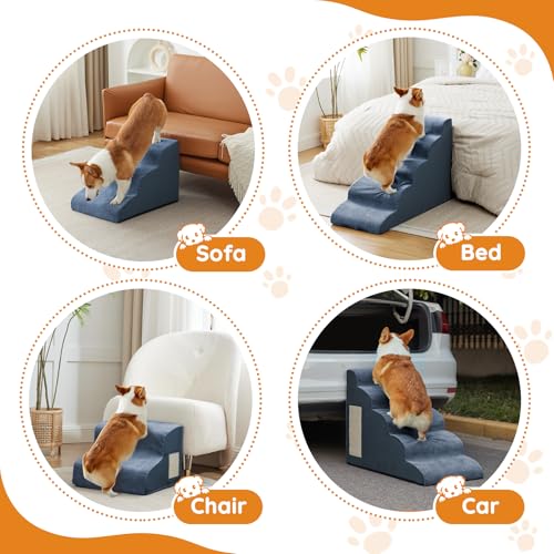 Dog Stairs for Small Dogs 11.8" H (Navy / 2-Step 11.8"H)
