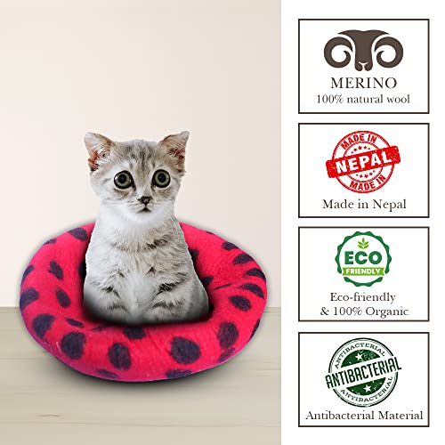 Premium Felt Cat Cave Bed (Red Polka)