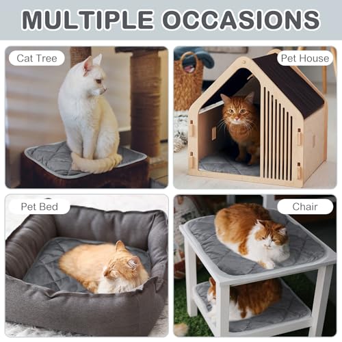 4 Pack Self Heating Cat Pad Self Warming Dog Mat Reflects Body Heat Extra Warm Thermal Pet Pad Washable Dog Cat Bed Crate Bed Mat Blanket (16 x 16 Inch / Gray)