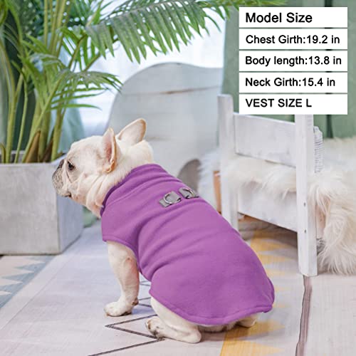 Dog Fleece Vest Sweater Winter Jacket for Small and Medium Dogs with D (Large / PURPLE)