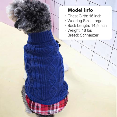 Dog Sweater for Small Dogs Turtleneck Thick Knit Pullover (Large (13-19lbs) / 6# Blue)