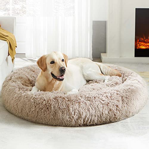 Western Home Calming Donut Large Dog Bed Pet Bed (Brown / 36.0"l x 36.0"w x 8.0"th)