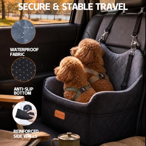 Dog Car Seat for Small Dogs (Black/Gray / M)