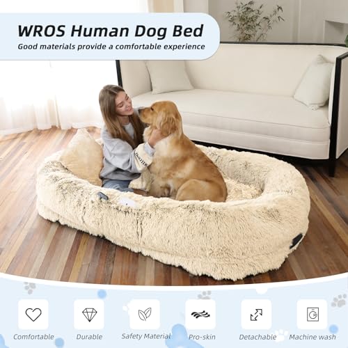 Human Dog Bed for Adult (71.0"L x 45.0"W x 12.0"Th / Beige)