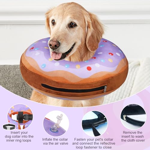 Dog Cone Collar Alternative After Surgery (Purple Donut / M(Neck:13"-16"))