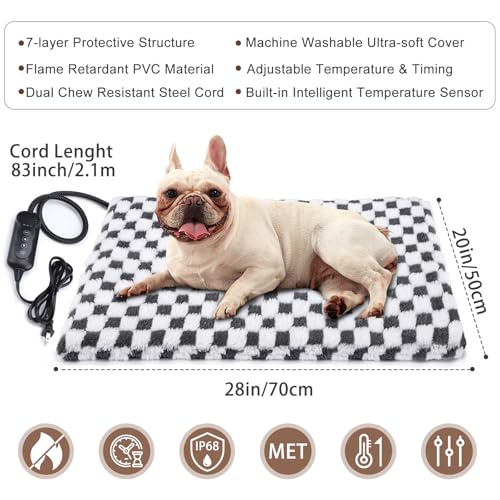 Heated Dog Bed (Grey / M (28"x20"))