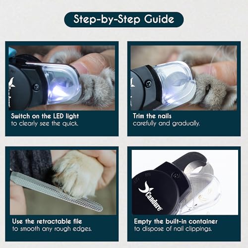 LED Dog Nail Clippers with Light (Sky Blue / Large to Medium pets)