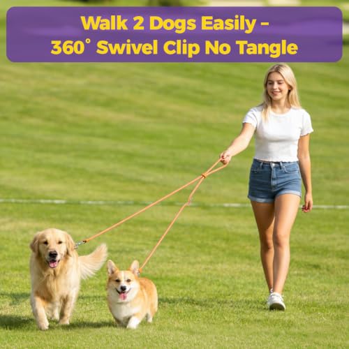 Hands Free Double Dog Leash 2 (Orange)