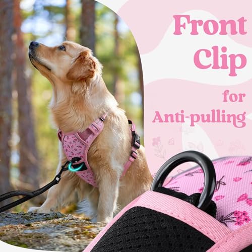 Dog Harness for Large (Large / Floral Pink)
