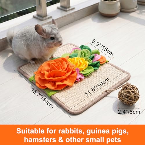 3-in-1 Interactive Rabbit Enrichment Mat, Sisal Scratch Pad, Snuffle & Chew