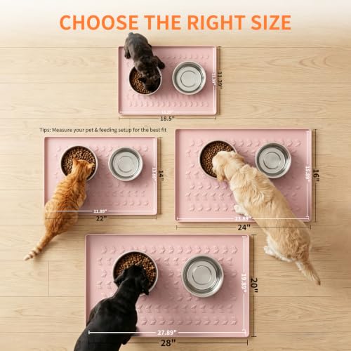 Silicone Pet Feeding Mat (Pink / 28''L x 20"W)