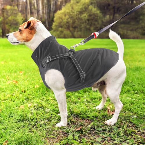 Dog Raincoat Waterproof Dog Hoodie Reflective Dog Raincoat Hooded Adjustable Rain Jacket for Small Medium Large Dogs Puppies (L / Black)