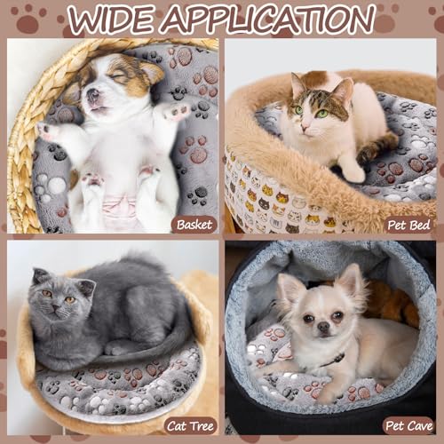 2 Pack Self Heating Cat Pad Self Heating Cat Bed Machine Washable Heat Pet Mat Reversible Body Thermal Warm Round Dog Bed Crate Blanket for Feral and Indoor Cats (16'' / Dog Paw)