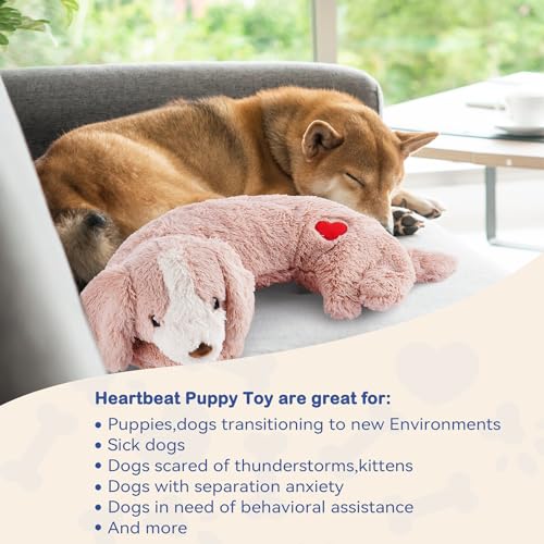 Heartbeat Toy Puppy Heartbeat Stuffed Toy for Dog Calming Aid (Pink)