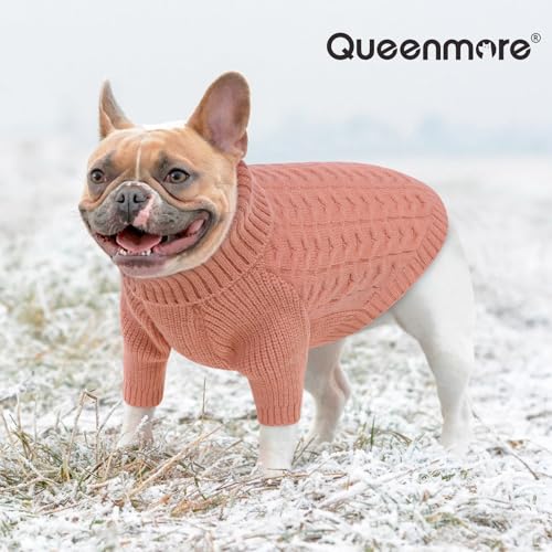 Medium Dog Christmas Sweater Warm Soft Cable Knit Dog Sweater (Medium / Pink)