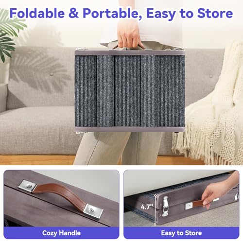 2026 Upgraded Small Dog Ramp for Couch Foldable (Grey Purple / 80×30cm-for couch)