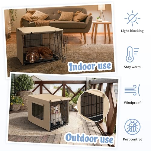 Dog Crate Cover (42.9"L x 28.3"W x 30.3"H / Beige)