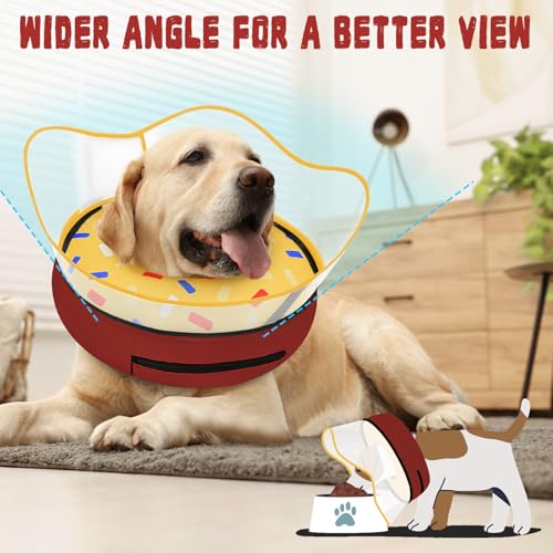 Elevated Inflatable Dog Cone Collar Alternative After Surgery (Donut Yellow / XL(Neck 14"-18"))