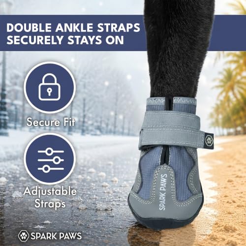 365 Dog Shoes (365 Grey / Size 8: 3"x3.35"(W*L) (Pack of 4))