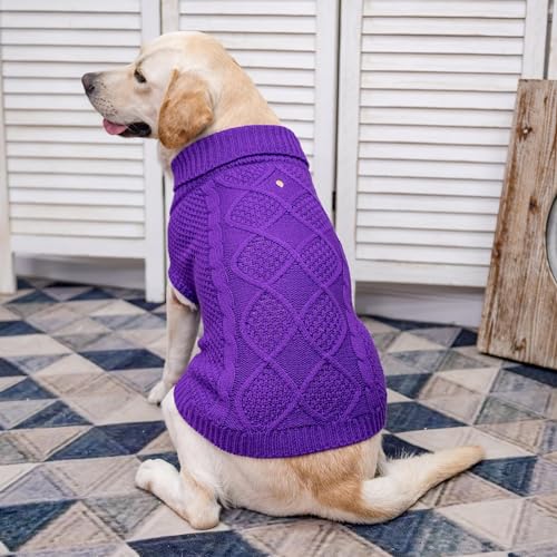 Turtleneck Dog Sweater (Large / Purple)