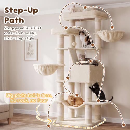 Cat Tree 68 inch Multi (Beige / 68 inch)