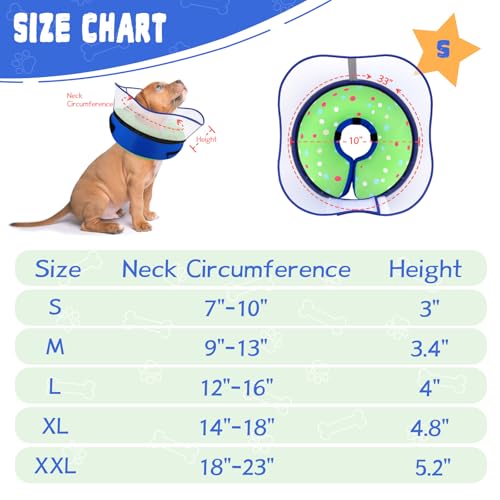 Elevated Inflatable Dog Cone Collar Alternative After Surgery (Donut Green / S(Neck 7"-9.5"))