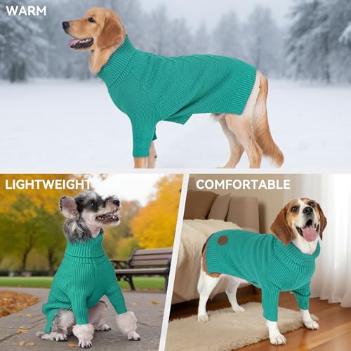 Dog Sweater Long Sleeve Warm Sweaters for Giant Breed Dogs Boy Girl (Aqua Green / XXXX-Large)