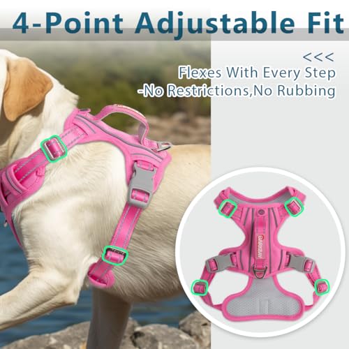 No Pull Dog Harness for Large Dogs (X-Large(Chest:30-38”) / Pink-Oxford)