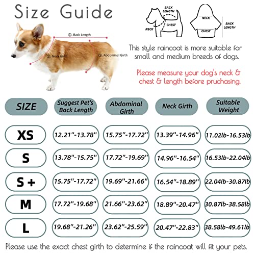 Dog Poncho Hooded Raincoat for Puppies & Small to Large Dogs (Yellow / Small)