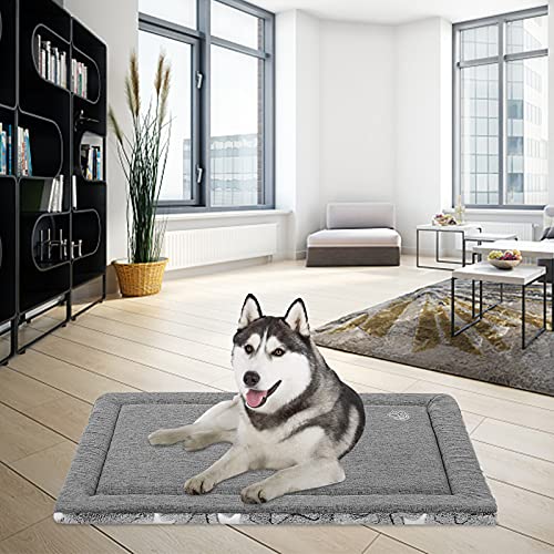 Dog Crate Pad for 36"x24" Dog Crate (Grey with Star Pattern / L (34.2"x22.4"x1.1"))