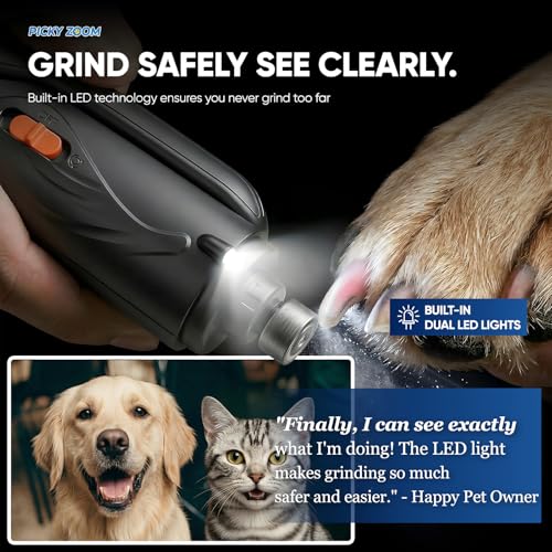 2-in-1 Dog & Cat Nail Clippers and Grinder with LED Light (Black)