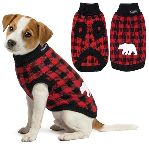 Dog Sweaters Cable Knit Dog Outfit (XS / Checkered Red)
