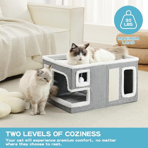 Large Cat Houses for Indoor Cats (Grey / X-Large)