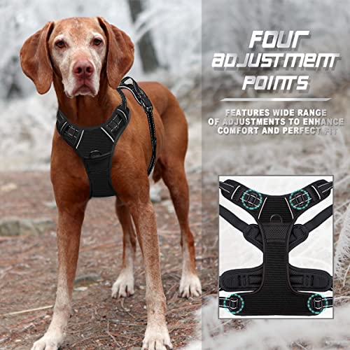 Dog Harness No Pull for Medium Sized Dog Front Back Clips (Medium(Chest:22.5-28") / Black)