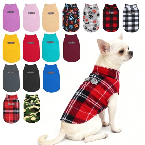 Dog Fleece Vest Sweater Winter Jacket for Small Medium Dogs (Small / #2 RED BUFFALO PLAID)