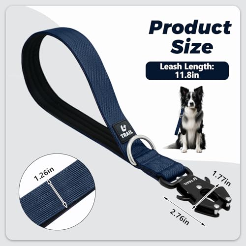 14 Inch Traffic Dog Leash with Padded Handle (Navy Blue)
